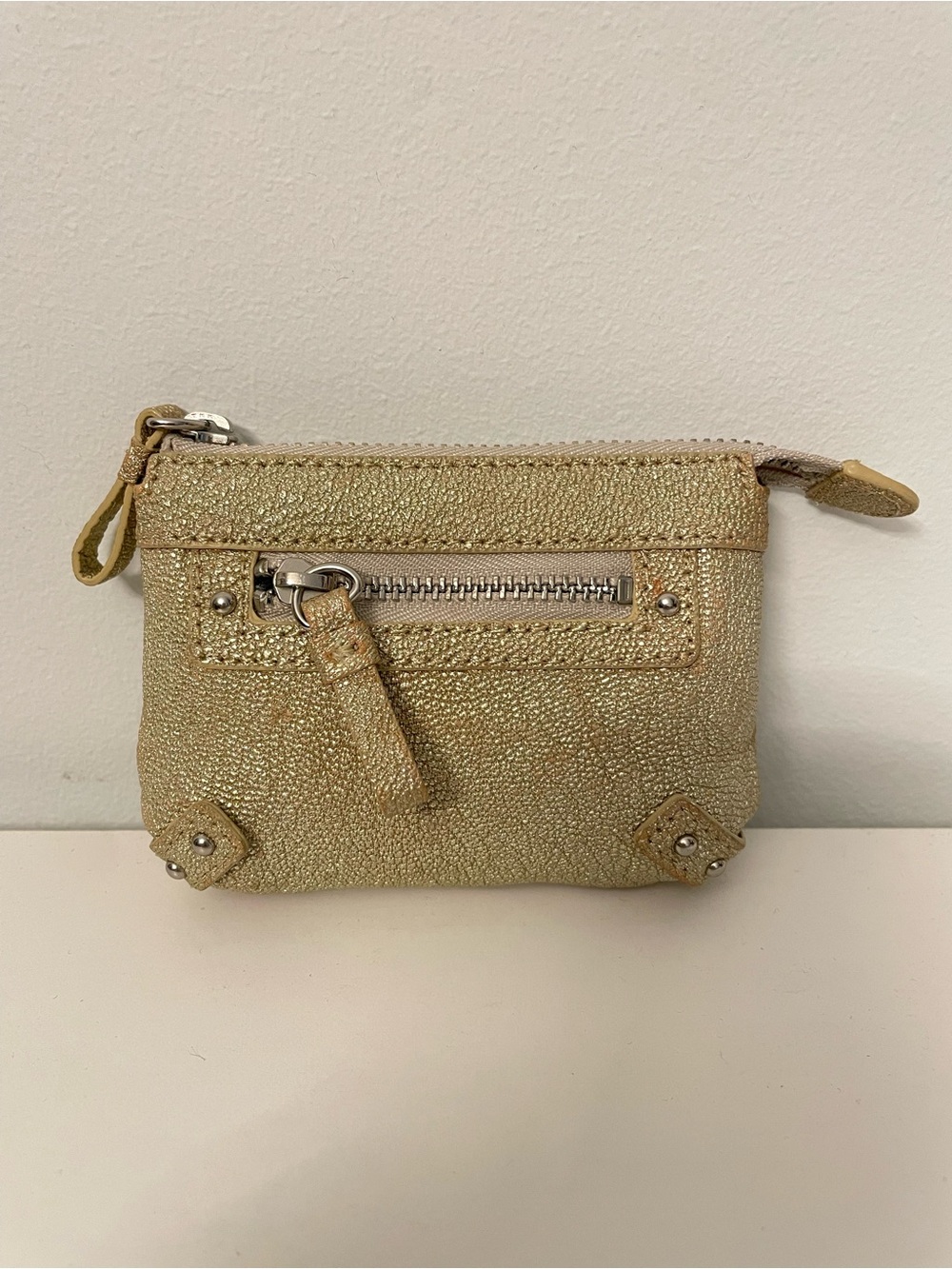 VTG NWOT CLUB MONACO Gold Metallic Zip Pouch